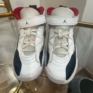 Jordan White and Red High-Top Sneakers